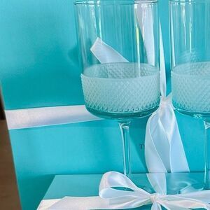 🩵ONE RARE and Retired Tiffany & Co Blue Diamond Point WINE Glass, NOT FLUTE